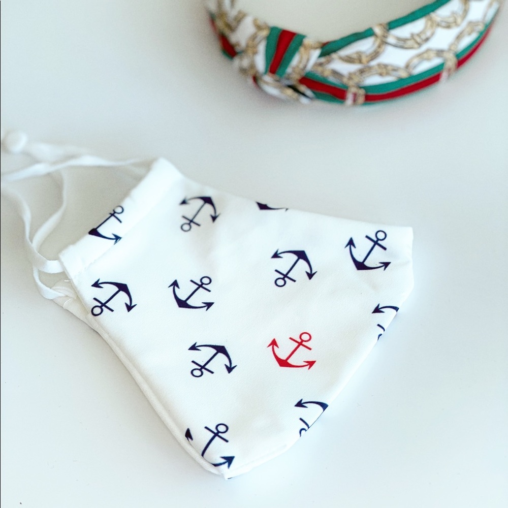 White Nautical Cloth Face Mask